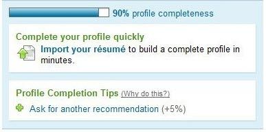 LinkedIn profile completeness