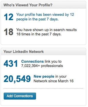 LinkedIn network statistics