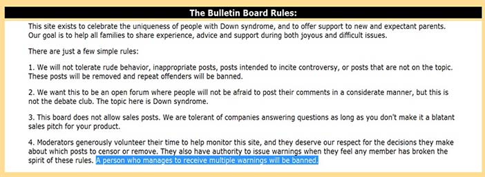 Bulletin board ban rules