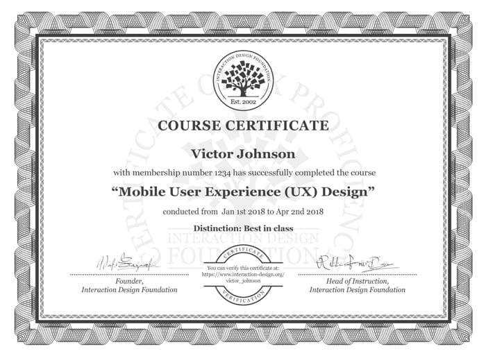 Certificate example