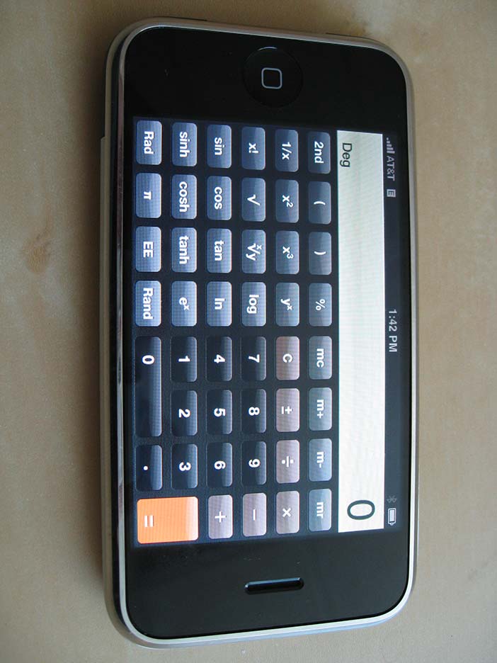 A calculator on an iPhone, anno 2009