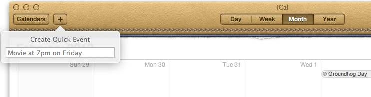 Skeuomorphism: Stitched leather look of an electronic calendar