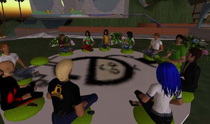 A group meeting in Second Life - circa 2010.