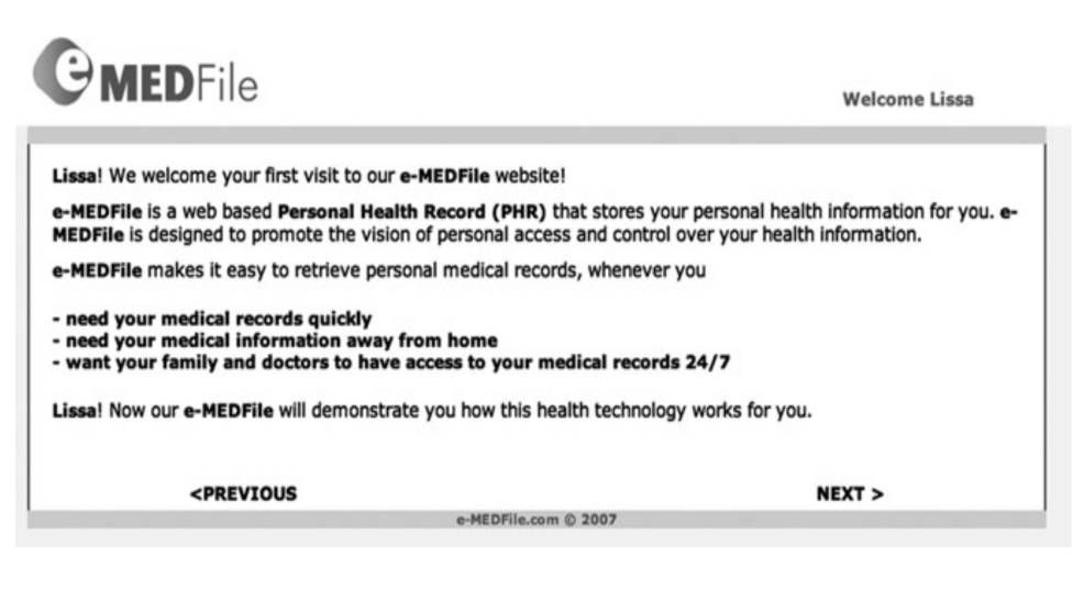 Screenshot for an Online Medical Website (in Lee and LaRose, 2011)