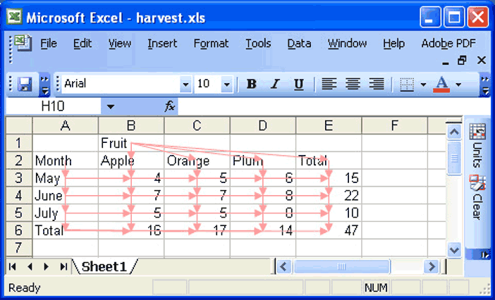 Using the UCheck feature to test for unit errors in a spreadsheet