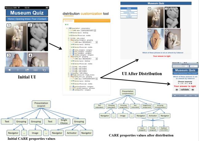 Example of dynamic user interface distribution