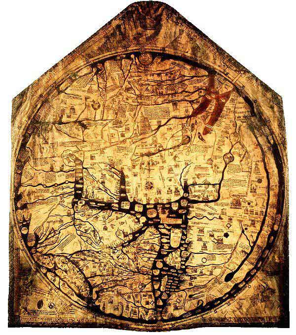 The Hereford Mappa Mundi of 1300 organised places according to their approximate direction and distance from Jerusalem