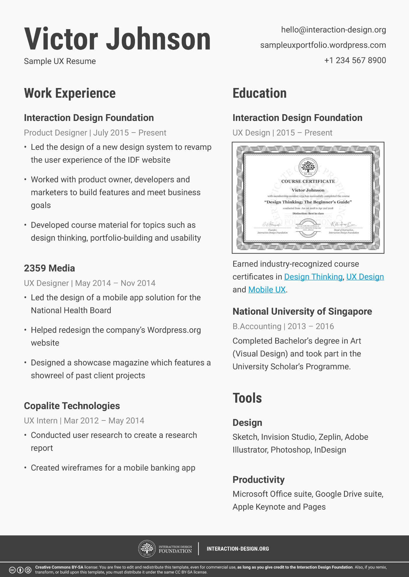 ux writer resume sample