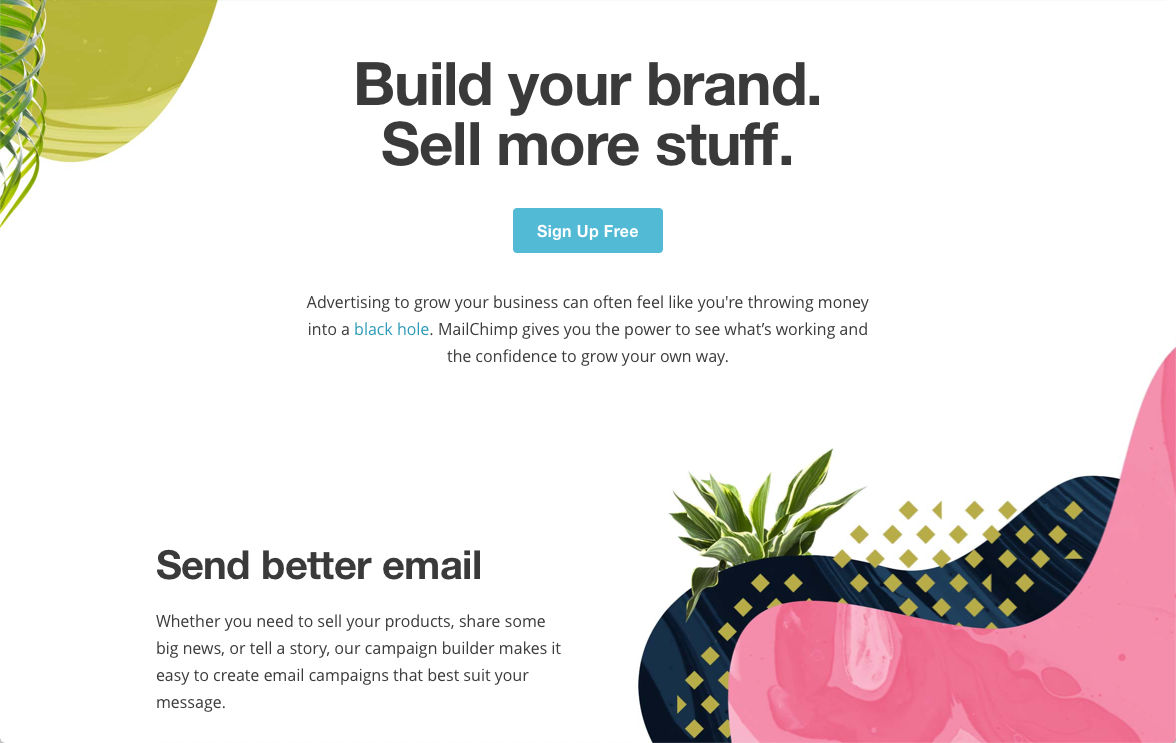 Screenshot of Mailchimp's website from 2017.