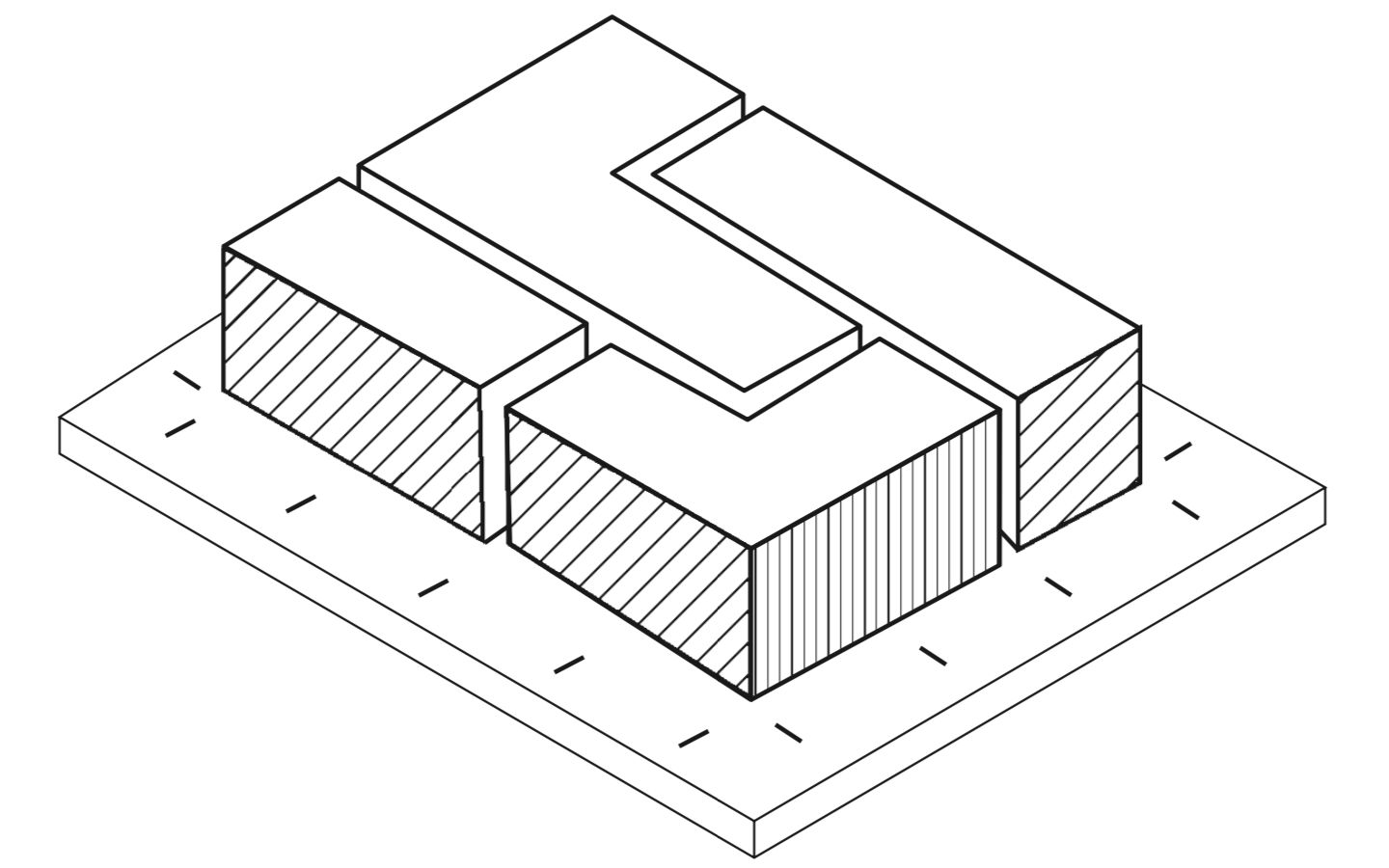 Illustration from Bryan Lawson's book 'How Designers Think' showing a line drawing of blocks fitting together