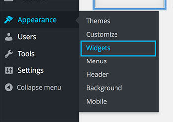 Appearance and widgets section on Wordpress
